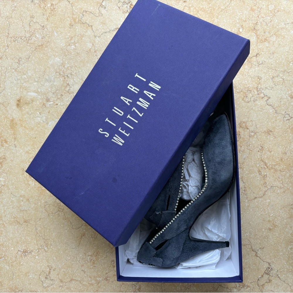 stuart weitzman baby grey/blue bling heels